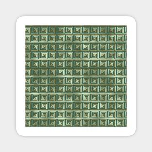 Teal and Gold Vintage Art Deco Greek Key Pattern Magnet