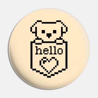 Pixelated Puppy in pocket / Hello sign / Perfect gift for every Kid Pin