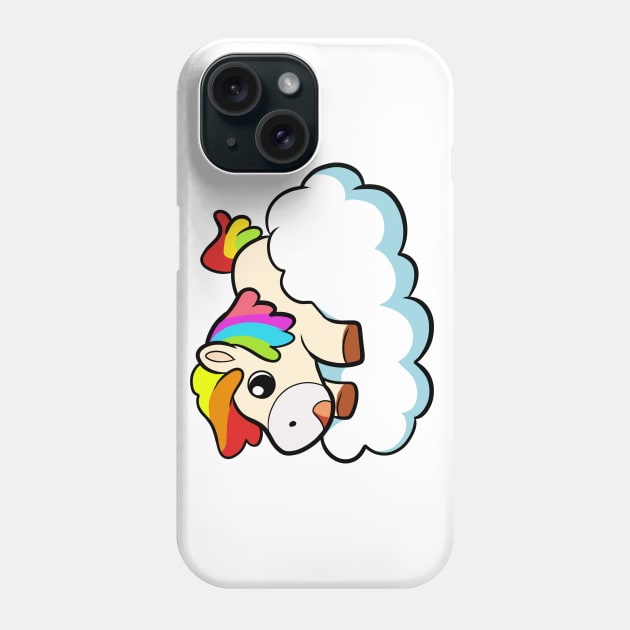 Happy Flying Rainbow Unicorn on Cloud Phone Case by Irlustra Studio