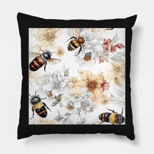 Spring Flowers and Bees Pillow