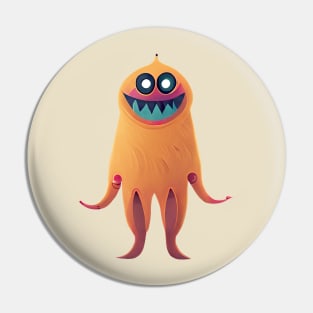 Orange Cute Monster Pin