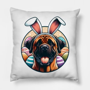 Tosa Inu Celebrates Easter with Family and Joy Pillow