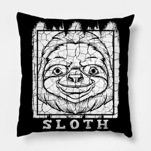 Vintage Sloth Face Lazy Retro Style Pillow