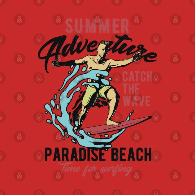 Paradise Beach summer surfer design vintage by SpaceWiz95