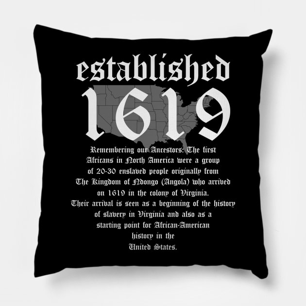 Project 1619 Established American Map Vintage Black History Pillow by UrbanLifeApparel