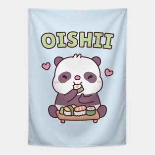 Cute Panda Loves Eating Japanese Sushi Oishii Tapestry