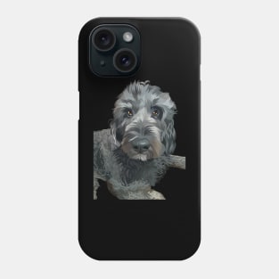 long haired gray dog-vector art Phone Case