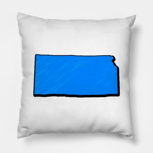 Bright Blue Kansas Outline Pillow