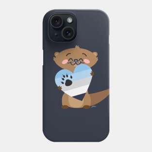 Otter with Otter Pride Flag heart Phone Case