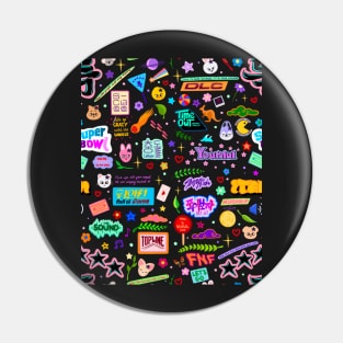 5 Star doodle (black) Pin