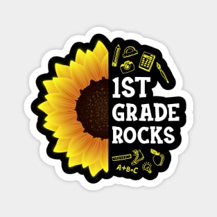 Sunflower 1st Grade Rocks Shirt Teacher Student Kid Back To School Magnet