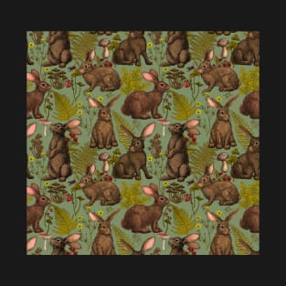 Rabbits and woodland flora T-Shirt