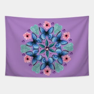 Blue Butterfly Mandala Tapestry