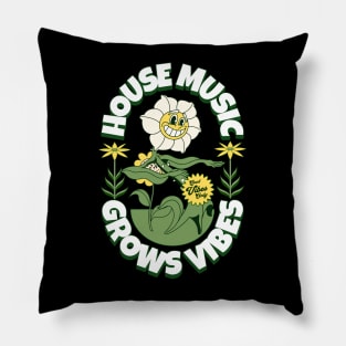 HOUSE MUSIC - Grows Vibes (white/Green/yellow) Pillow