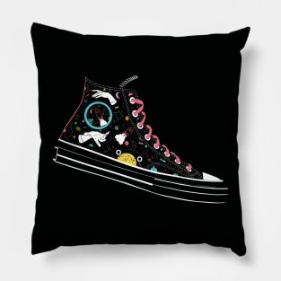 Space Converse Illustration black &amp; colour Pillow