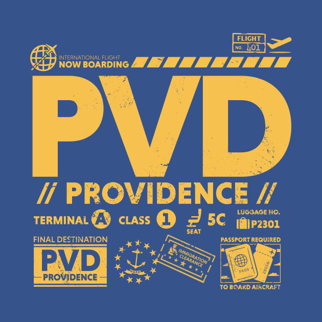 Vintage Providence PVD Airport Code Travel Day Retro Travel Tag Rhode Island by Now Boarding