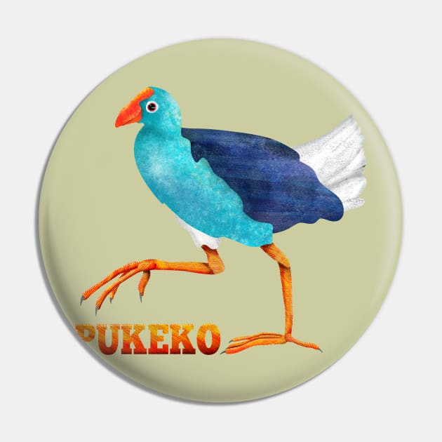 Pukeko New Zealand Bird Pin by mailboxdisco