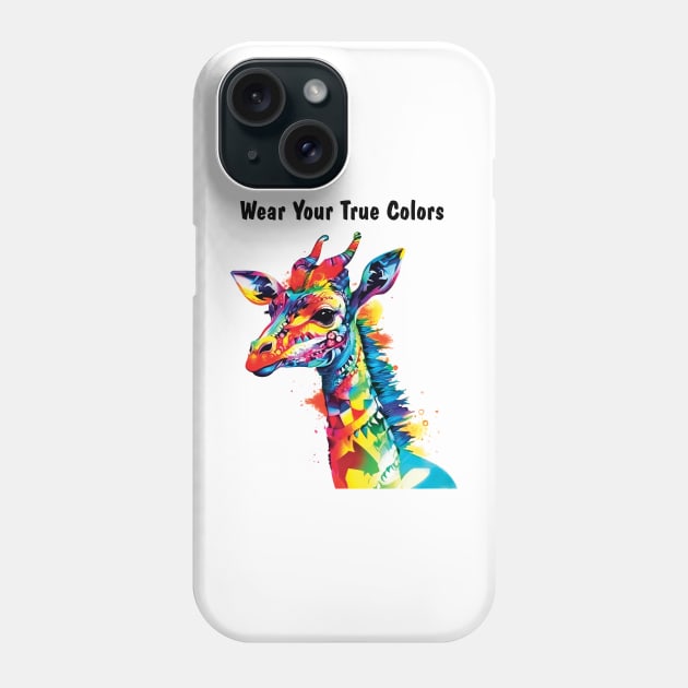 Wear Your True Colors Giraffe Watercolor AI Digital Art Phone Case by White Elephant
