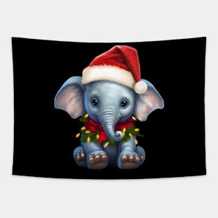 Cute Elephant Christmas Light Funny Elephant Lover Xmas Kids Tapestry