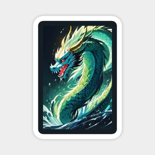 Green asian dragon Magnet