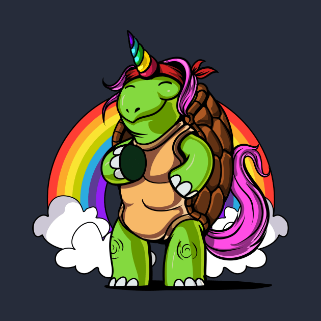 Magical Turtle Unicorn Rainbow by underheaven