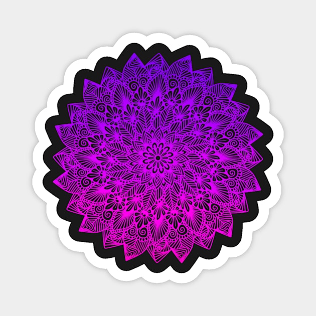 Purple-Pink Digital Mandala Magnet by TheHermitCrab