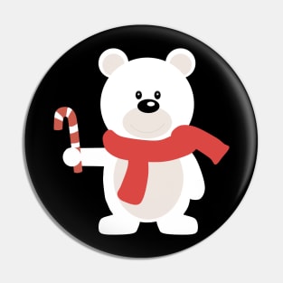 Christmas White Bear Pin