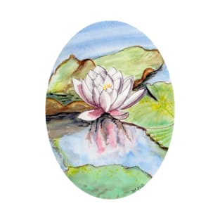 lotus oval watercolor painting T-Shirt