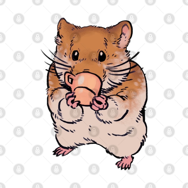 Mudwizard draws the cute hamster drinking from a doll house tea cup / funny animal meme by mudwizard