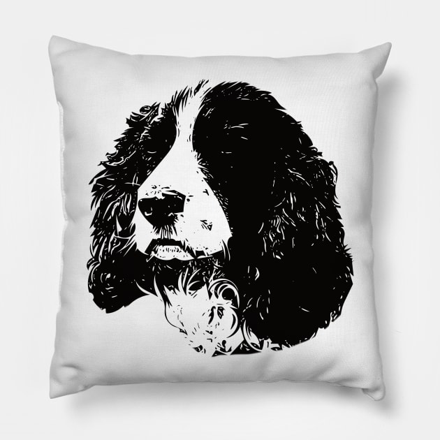 English Springer Spaniel Face Design - A Springer Spaniel Christmas Gift Pillow by DoggyStyles