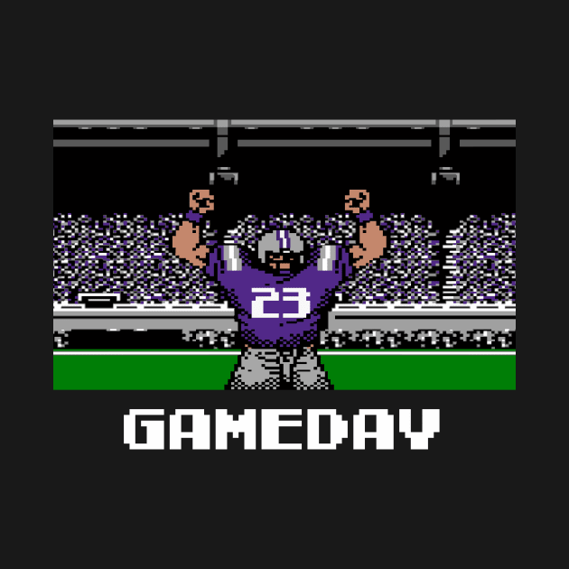 Purple and Gray Football Gameday Retro 8 Bit Linebacker by SLAG_Creative