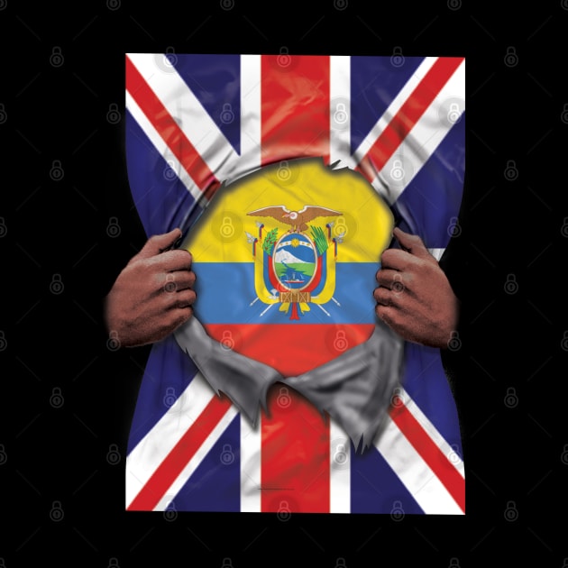 Ecuador Flag Great Britain Flag Ripped - Gift for Ecuadorian From Ecuador by Country Flags