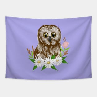 Owl with flowers-coloured Tapestry