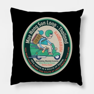 Mae Hong Son Loop - Scooter Trip - Backpacker Badge Thailand Pillow