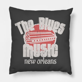 The Blues Music New Orleans Harmonica vintage distressed Pillow