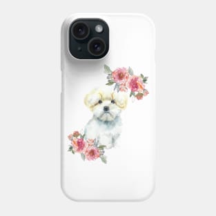 Cute Maltese Puppy Watercolor Art Phone Case