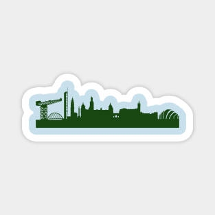 GLASGOW skyline in forest green Magnet