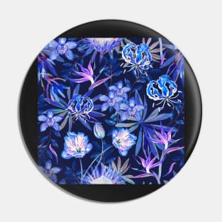 Tropical floral blue lilac repeating pattern Pin