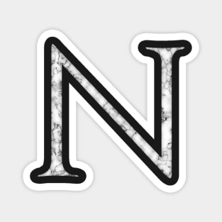 N in Roman White Marble Latin Alphabet Letter Sticker Magnet