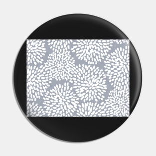 Grey and White Abstract Firework Flowers Pin