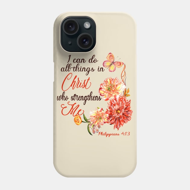 Christian Inspirational Verse Bojo Floral Scripture Phone Case by Kimmicsts