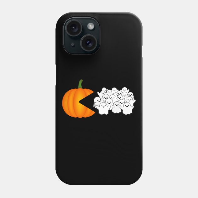 Funny Pumpkin Eating Ghosts Halloween Phone Case by SpacemanTees