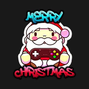 Santa Clause Playing Video Games - Merry Christmas - Winter Graphic Graffiti Art - Holiday Gift T-Shirt