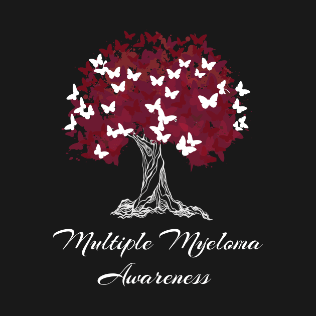 Multiple Myeloma Awareness Red Ribbon Tree With Butterflies by MerchAndrey