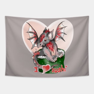 sushi roll cute dragon cartoon Tapestry