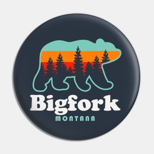 Bigfork Montana Bear Retro Sunset Pin