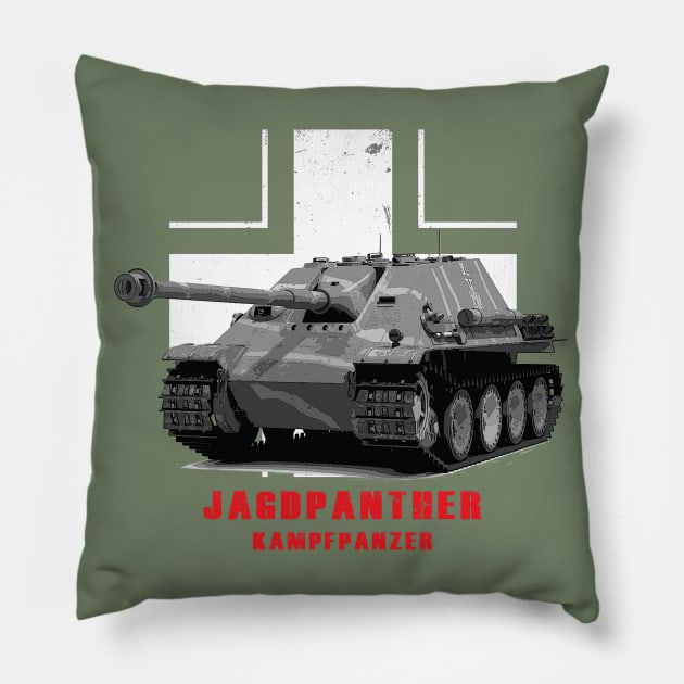 Kampfpanzer Jagdpanther Military tank WW2 Pillow by Jose Luiz Filho