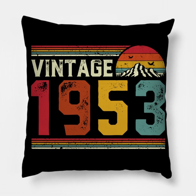 Vintage 1953 Birthday Gift Retro Style Pillow by Foatui