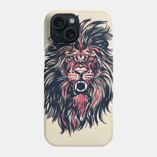 Lion portrait illustration tattoo style Phone Case