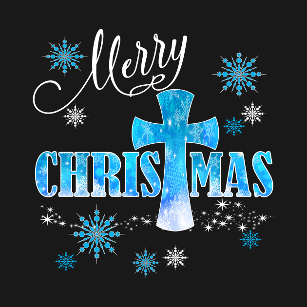 Christian Christmas T Merry Christmas Blue Cross Holiday Christian Christmas T T Shirt 4822